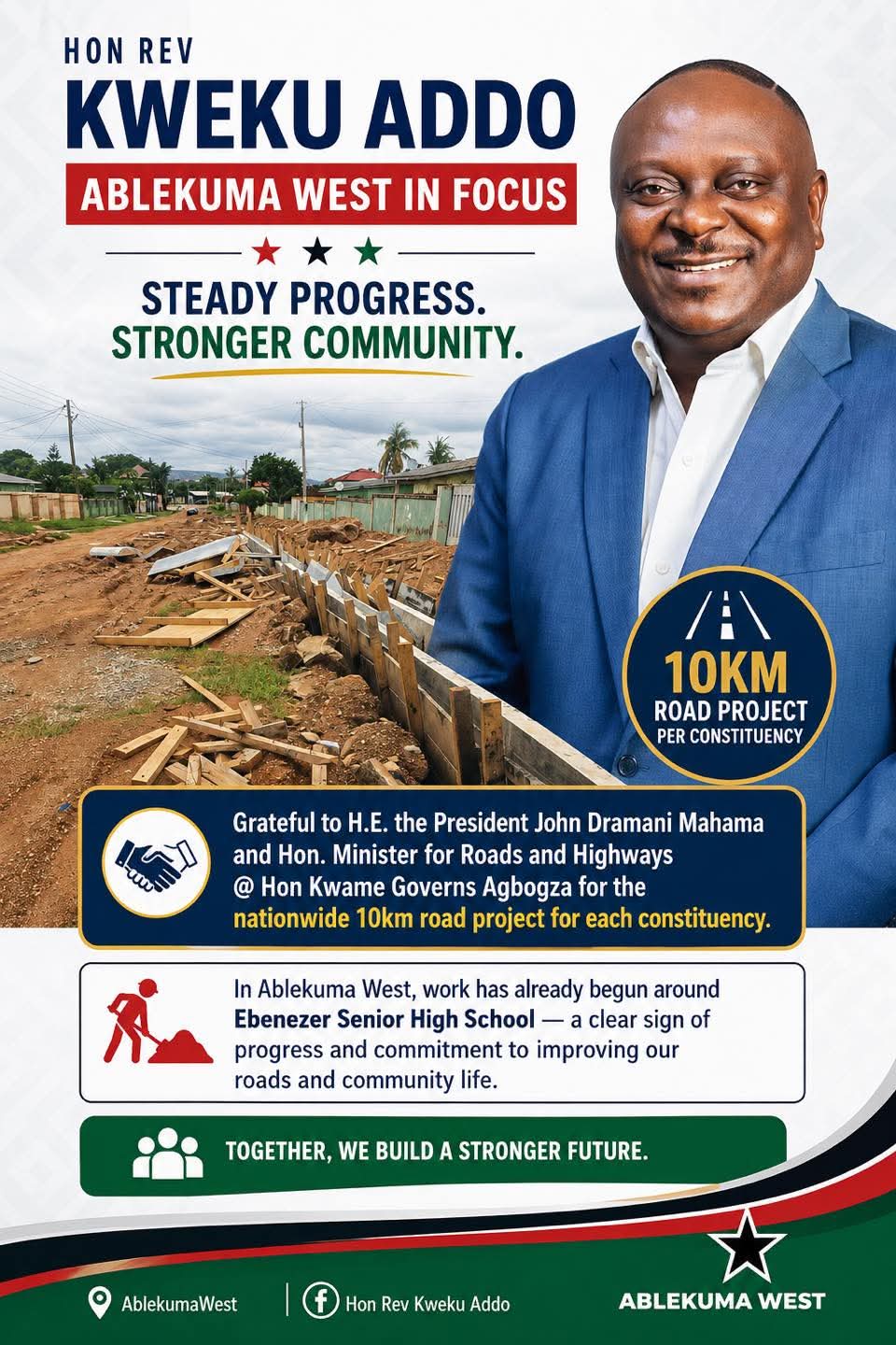 Work Starts on 10km Road Around Ebenezer SHS as Ablekuma West MP Lists Development Gains