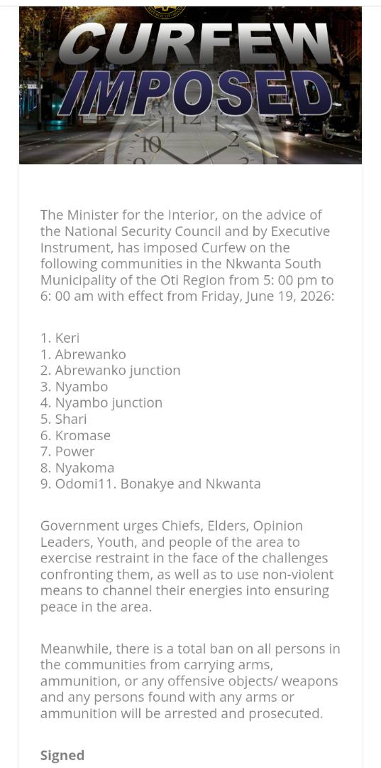 Curfew Hits Nkwanta South After Odomi Attack Leaves 3 Dead, 9 Injured