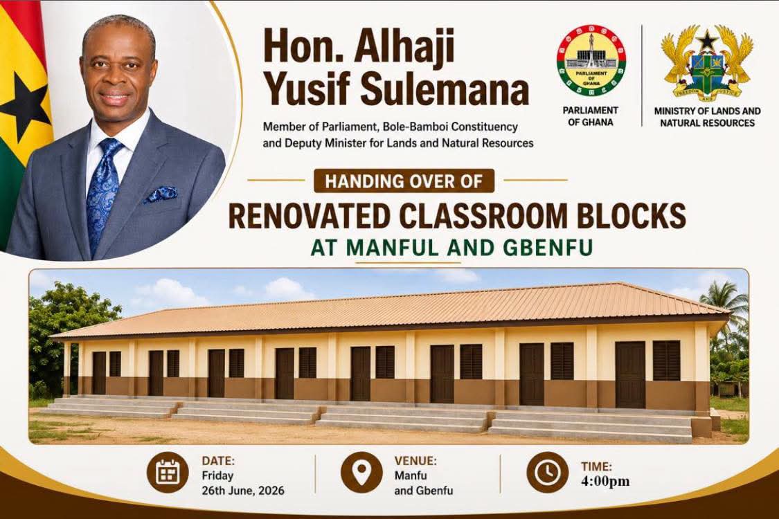 Bole-Bamboi MP to Hand Over Renovated Classroom Blocks at Manfu and Gbenfu Today