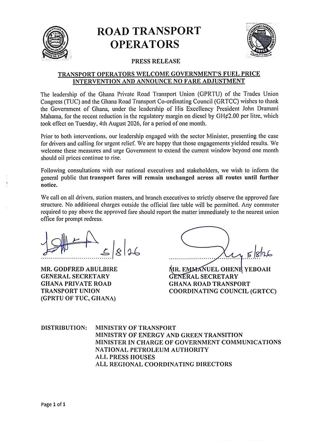 Transport operators say no fare increases despite fuel concerns