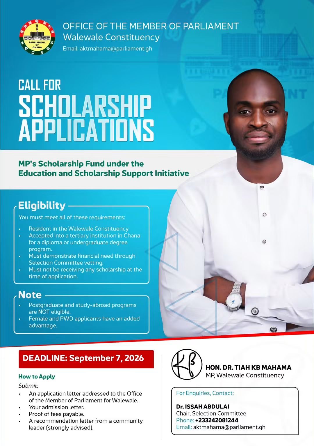 Hon. Dr. Tiah Mahama Launches Education Support Initiative for Walewale Constituency