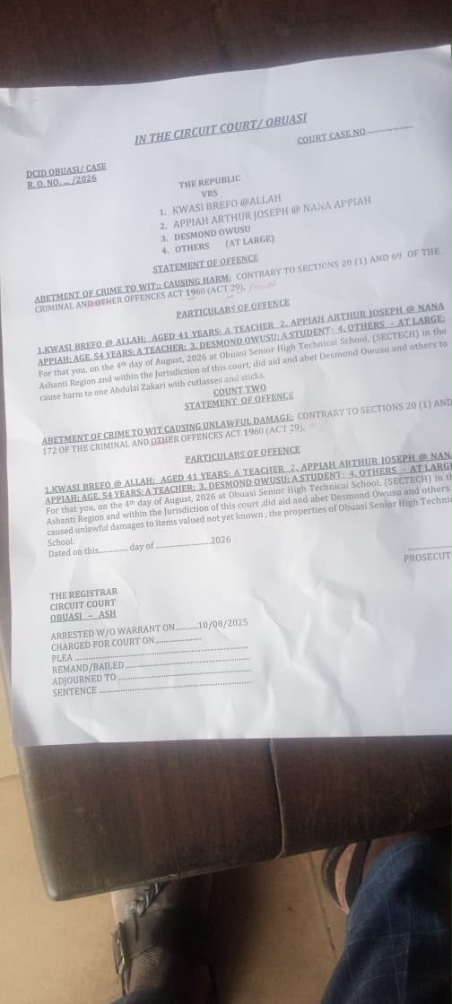 3 Persons Remanded Over Alleged Attack On Obuasi SHTS Headmaster