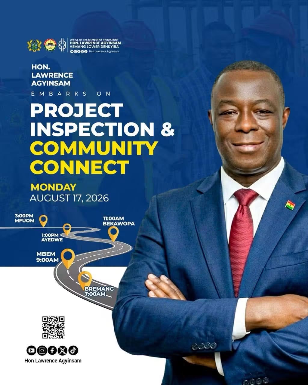 Hon. Lawrence Agyinsam To Embark On Project Inspection And Community Connect Across Hemang Lower Denkyira