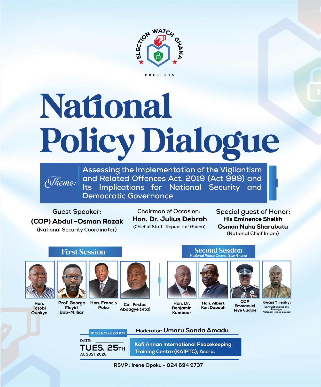 Election Watch Ghana To Host National Dialogue On Vigilantism Act 999 At KAIPTC