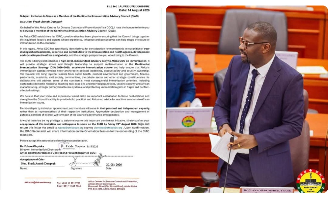 Africa CDC Appoints Ghana's Minority Chief Whip Frank Annoh-Dompreh To Continental Immunization Advisory Council