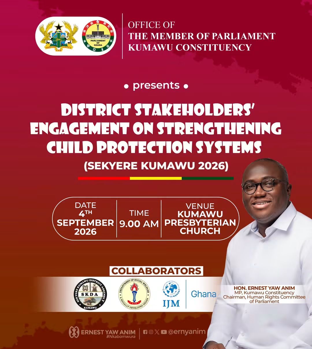 Kumawu MP to host District Stakeholders' Engagement on Child Protection this Friday