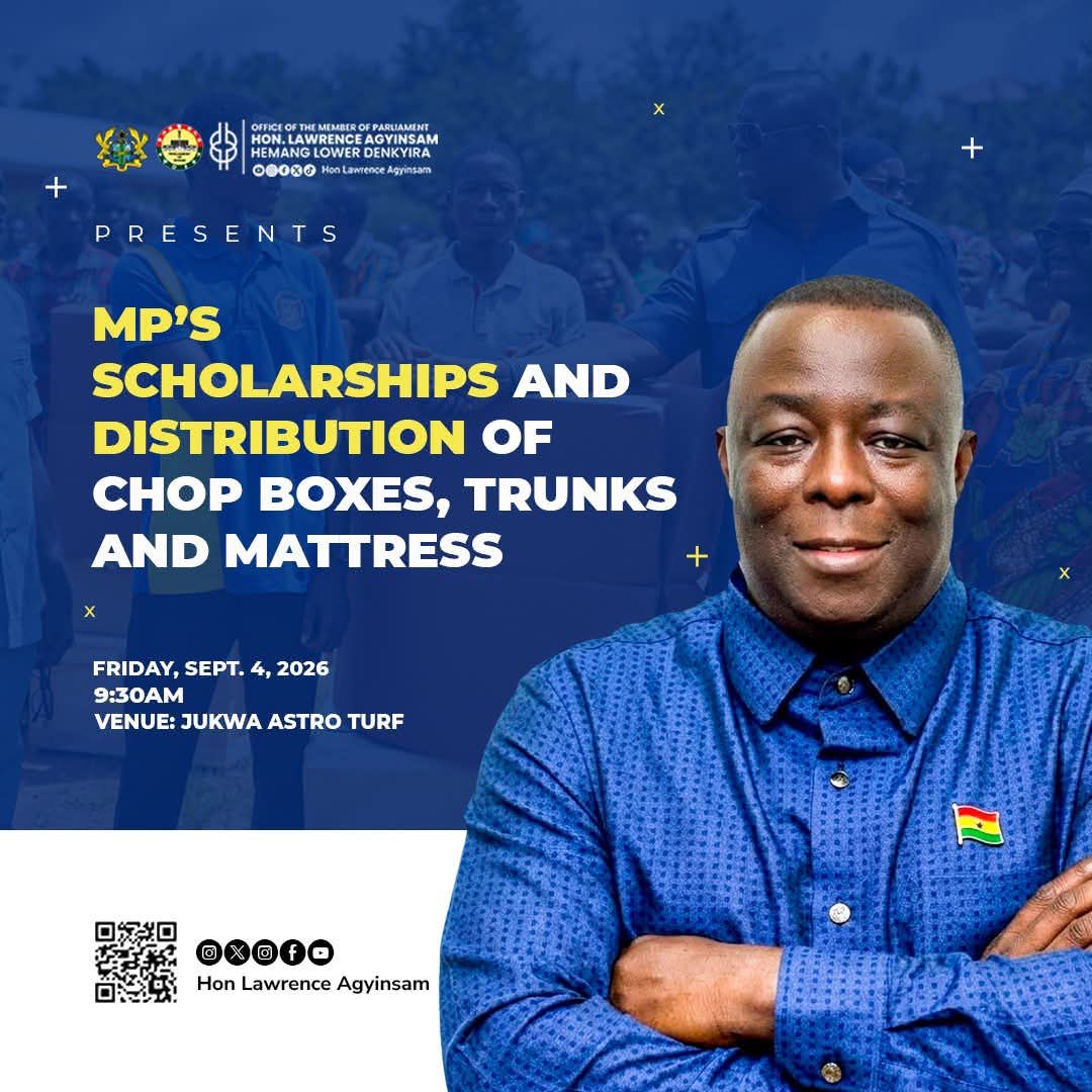 Twifo Hemang Lower Denkyira MP to award scholarships, distribute chop boxes, trunks and mattresses