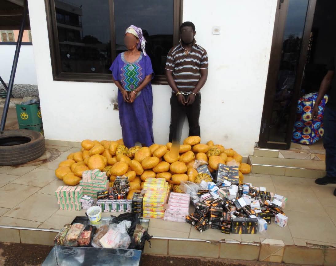 Police arrest mother and son with 147 parcels of Indian hemp, Tramadol in Dormaa Ahenkro