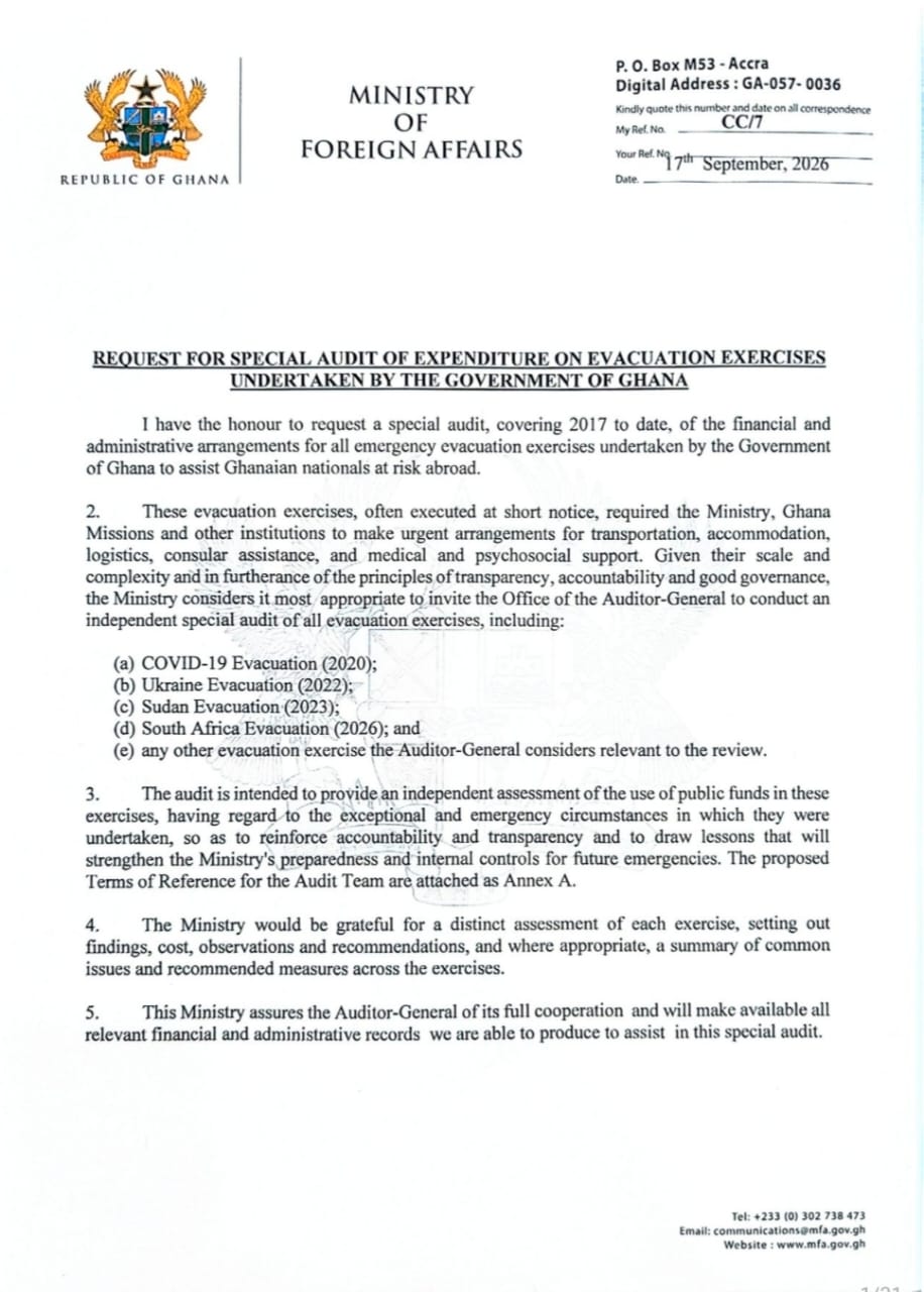 Foreign Affairs Ministry Requests Auditor-General To Audit Evacuation Spending Since 2017