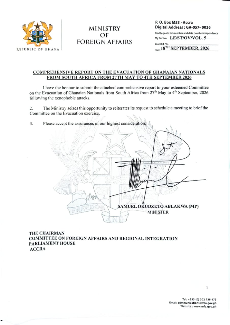SA Evacuation: Foreign Affairs Ministry Releases 200-Page Report On GH¢49.7m Spending