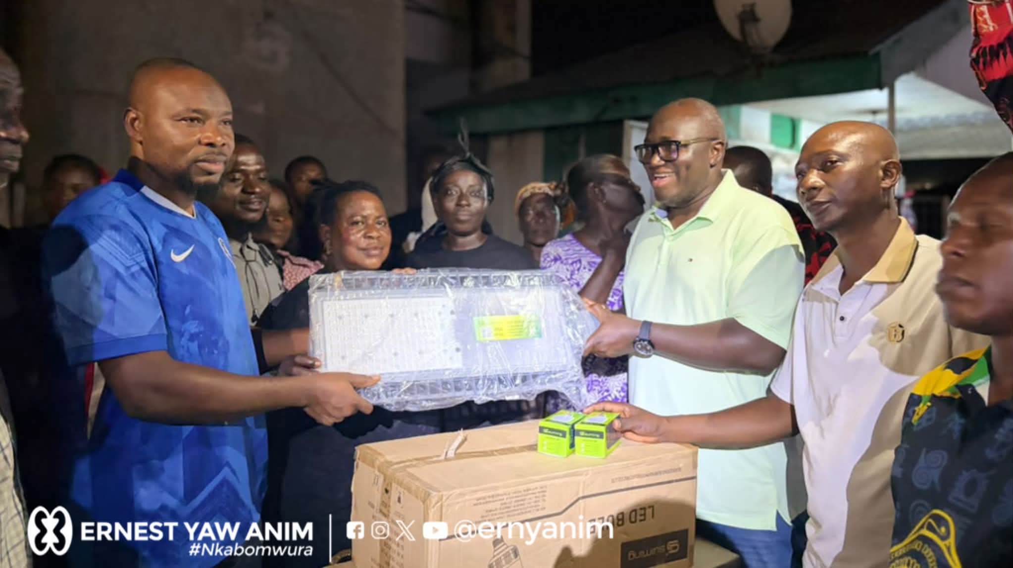 Kumawu MP Ernest Yaw Anim Donates And Installs Streetlights At Market Square And Wonoo Community